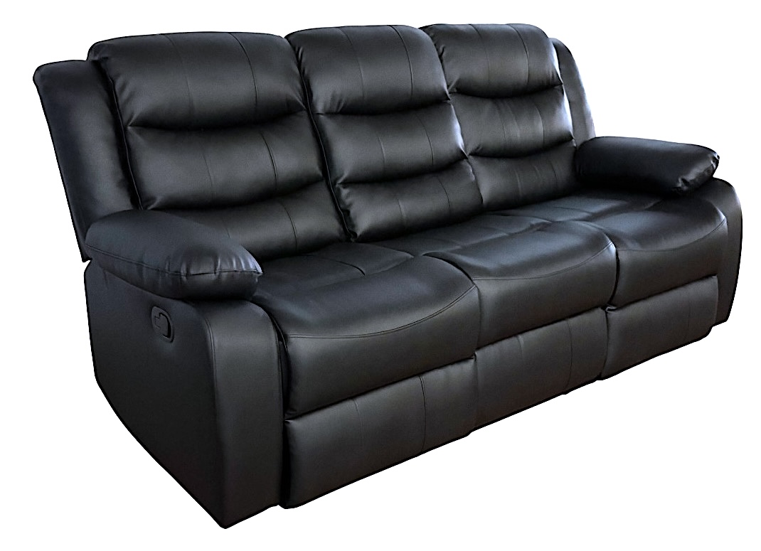 SOFA RECLINABLE RELAXLINE 3 CUERPOS NEGRO/POSA VASO - 2