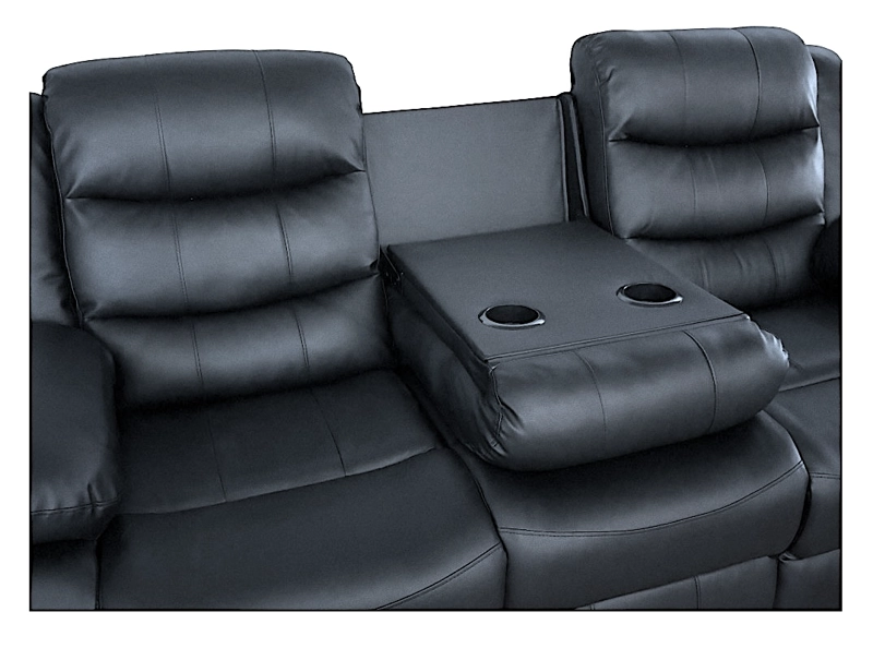 SOFA RECLINABLE RELAXLINE 3 CUERPOS NEGRO/POSA VASO - 3