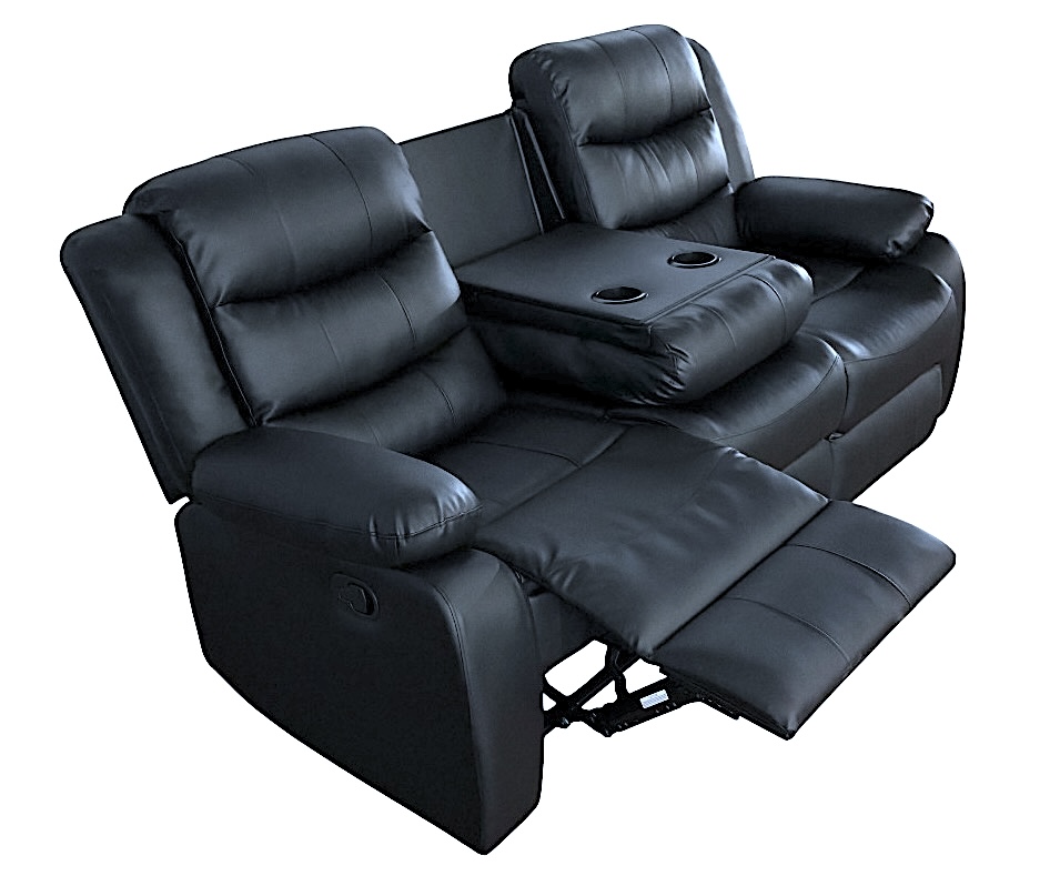 SOFA RECLINABLE RELAXLINE 3 CUERPOS NEGRO/POSA VASO - 4