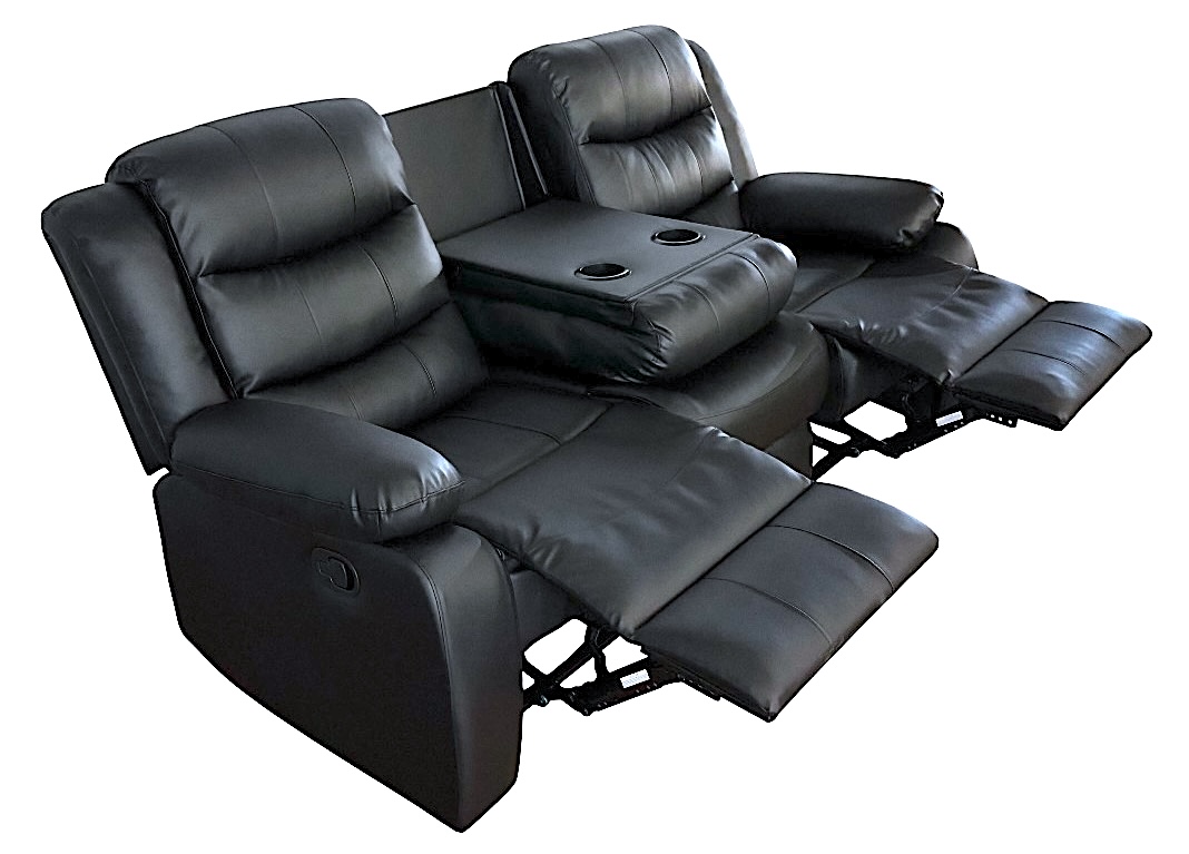SOFA RECLINABLE RELAXLINE 3 CUERPOS NEGRO/POSA VASO - 5