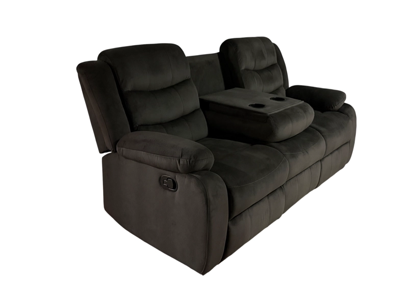 SOFA RECLINABLE RELAXLINE 3 CUERPOS CHOCOLATE OSCURO/POSA VASO FELPA - 3