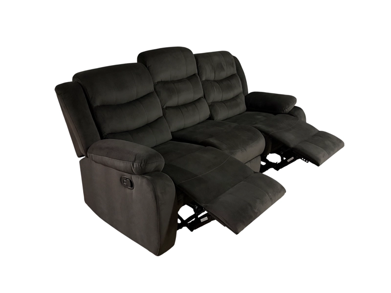 SOFA RECLINABLE RELAXLINE 3 CUERPOS CHOCOLATE OSCURO/POSA VASO FELPA - 4