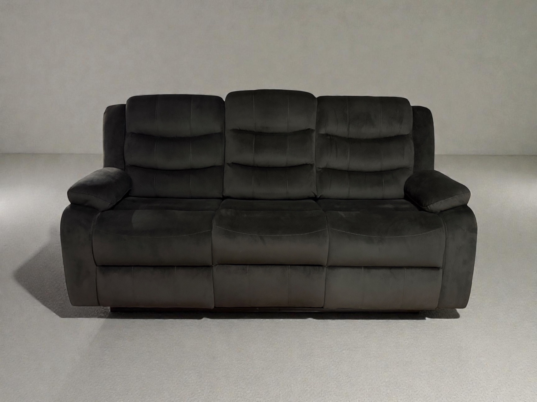 SOFA RECLINABLE RELAXLINE 3 CUERPOS CHOCOLATE OSCURO/POSA VASO FELPA - 6