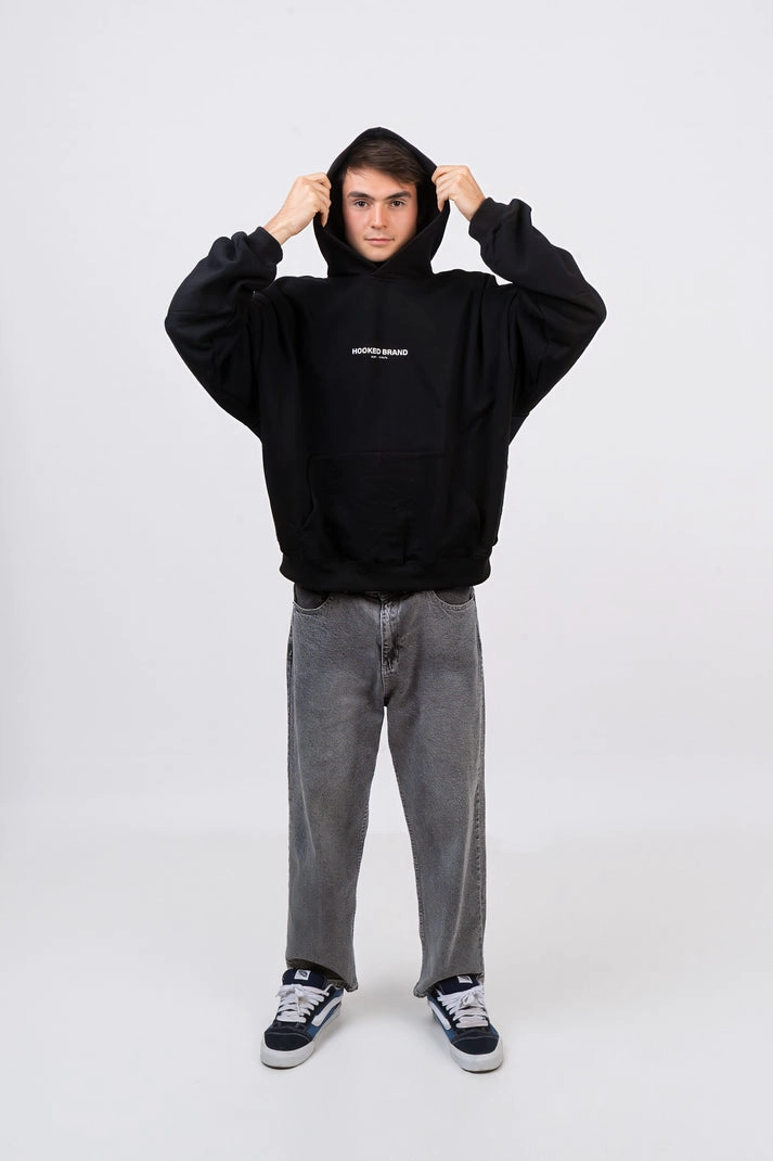 HOODIE BOXY FIT NEGRO L - 8