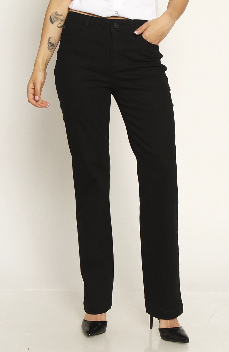 JEANS MUJER RECTO TIRO ALTO PUSH IN PUSH UP PRETINA BASICA - 1