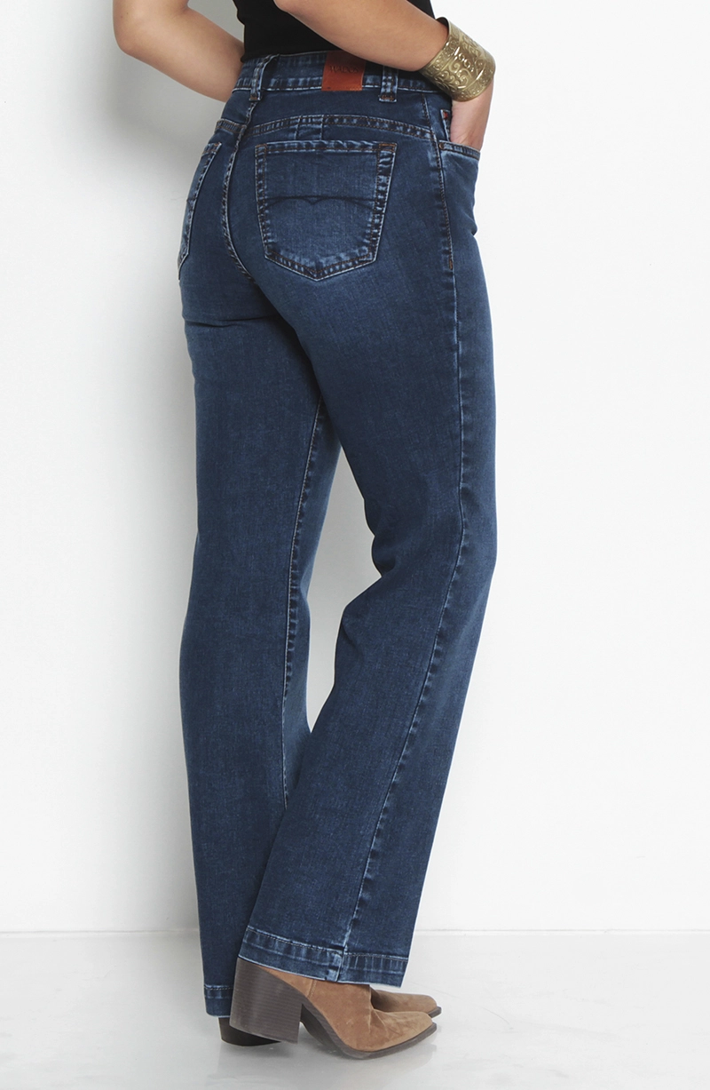 JEANS MUJER RECTO TIRO ALTO PUSH IN PUSH UP PRETINA BASICA UN BOTON - 7