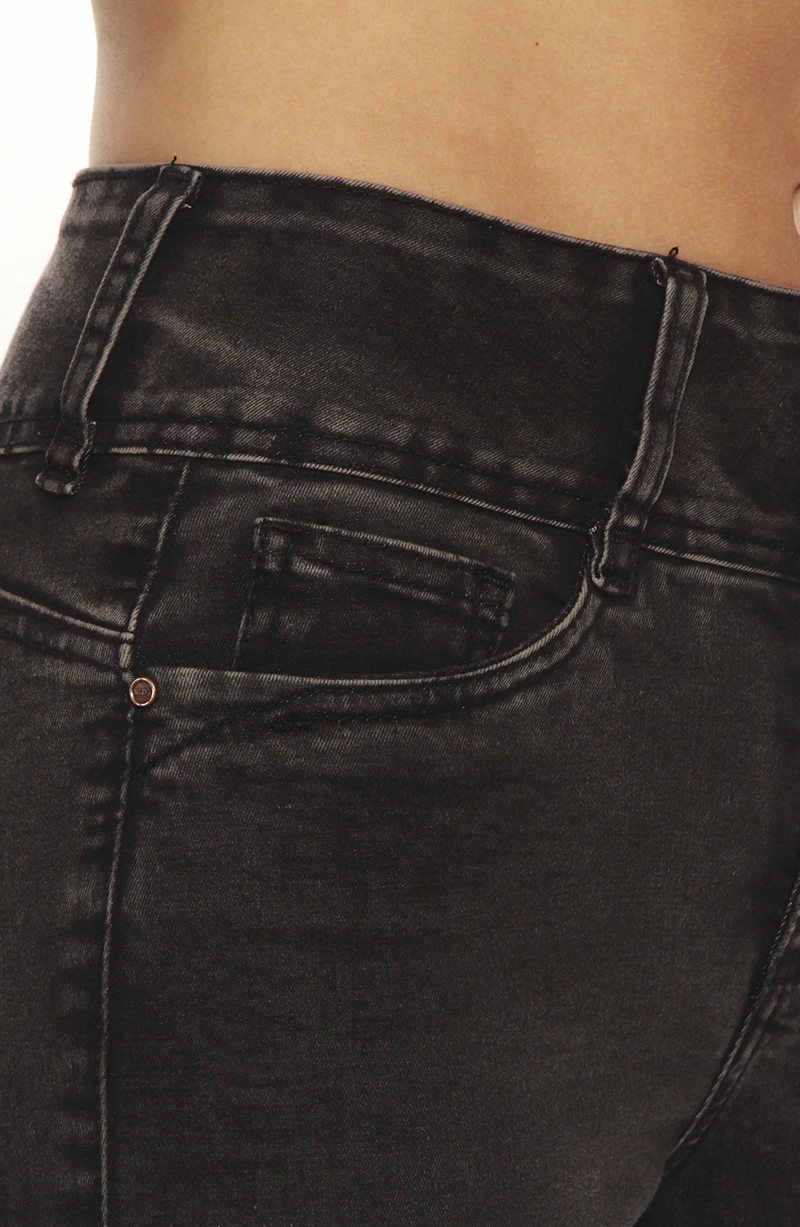 JEANS MUJER TIRO ALTO RECTO  PRETINA ALTA DOS BOTONES - 2