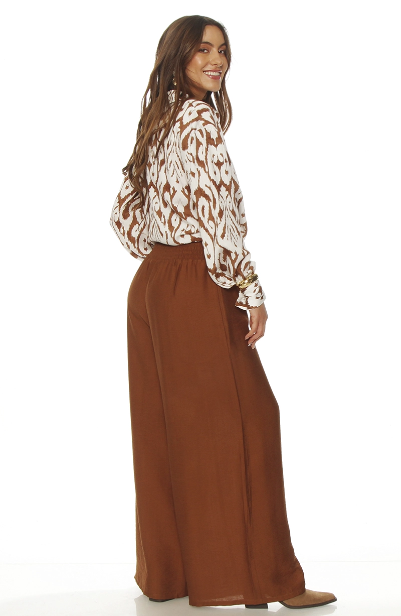 PANTALON WIDE LEG TIRO ALTO PRETINA ANCHA ELASTICADA - 6