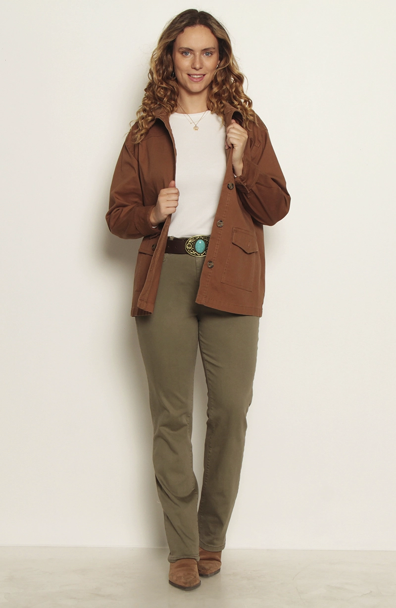 PANTALON RECTO TIRO ALTO PRETINA 1 BOTON - 4