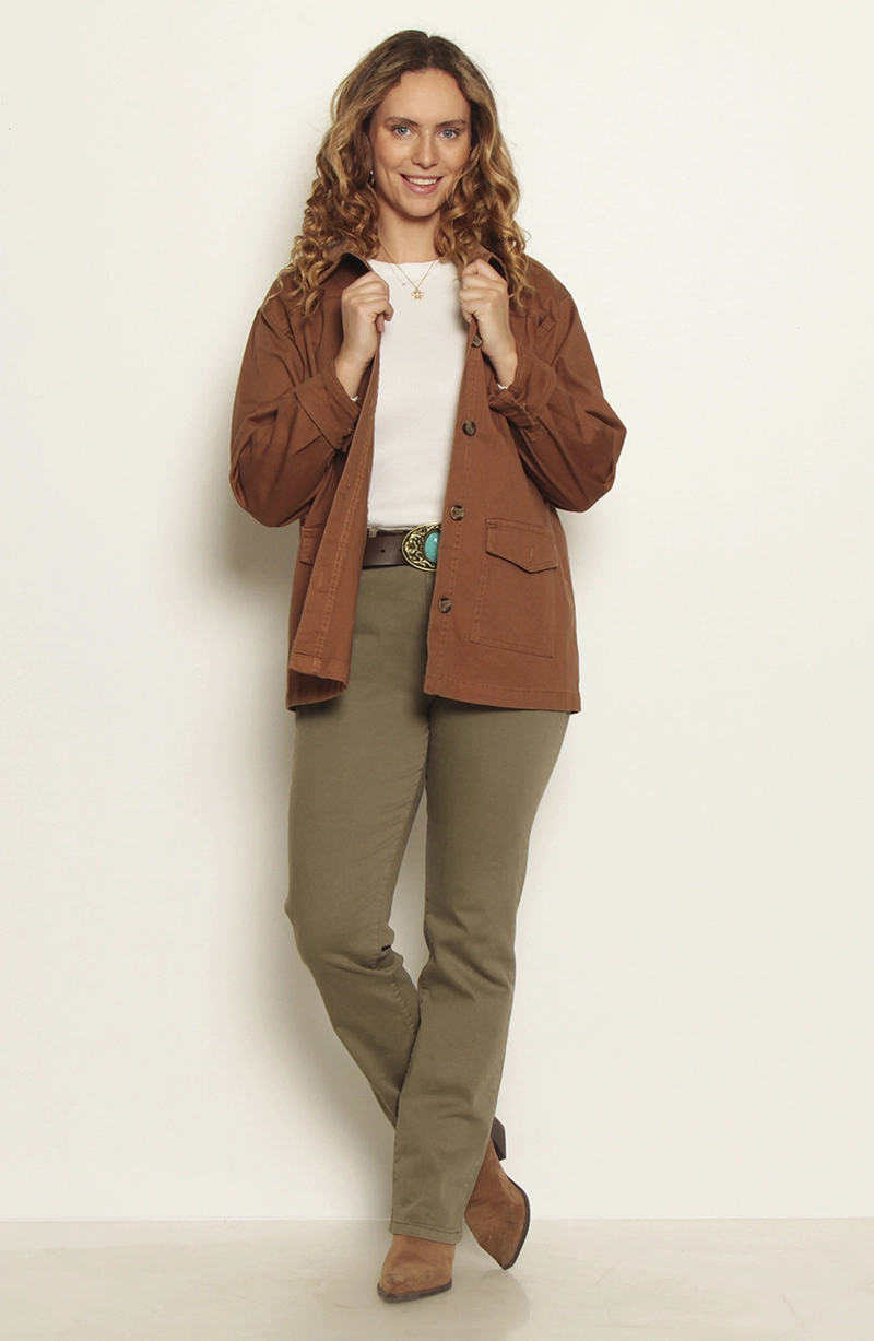 PANTALON RECTO TIRO ALTO PRETINA 1 BOTON - 5
