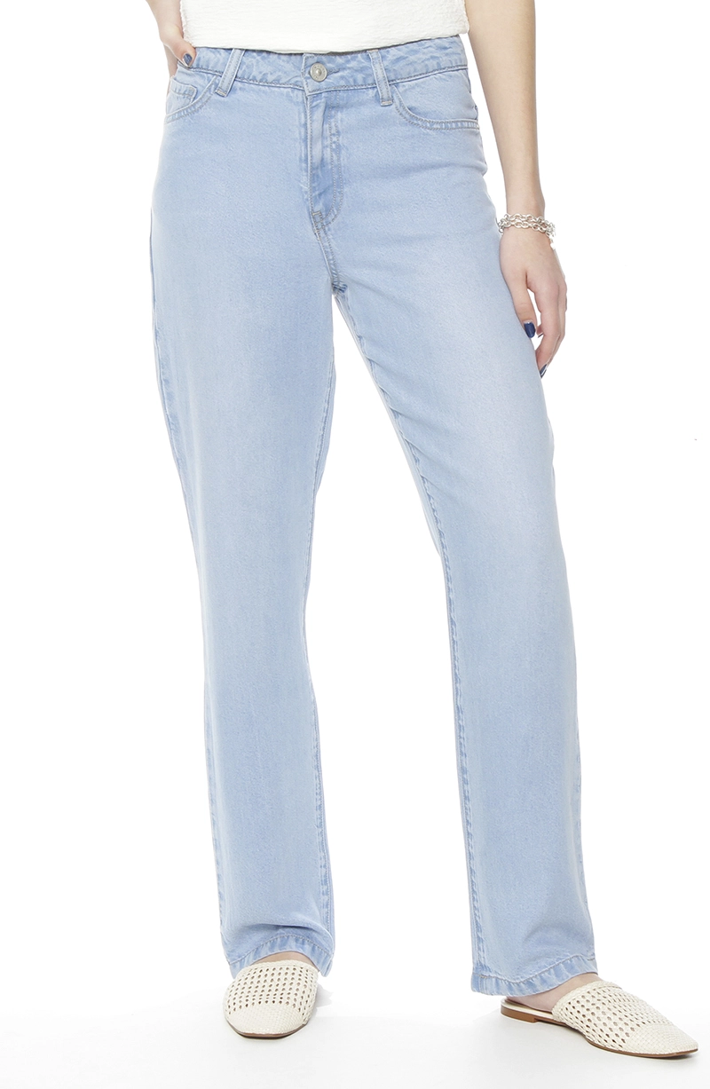 PANTALON RECTO LYOCELL TIRO ALTO PRETINA BASICA 1 BOTON - 1