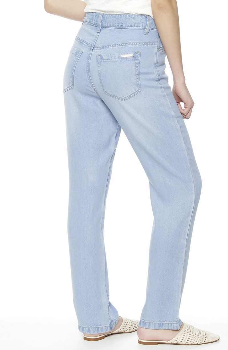 PANTALON RECTO LYOCELL TIRO ALTO PRETINA BASICA 1 BOTON - 6