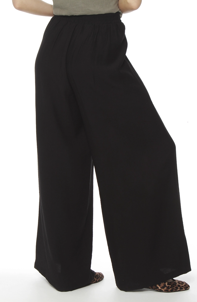 PANTALON WIDE LEG TIRO ALTO PRETINA BASICA 1 BOTON - 5