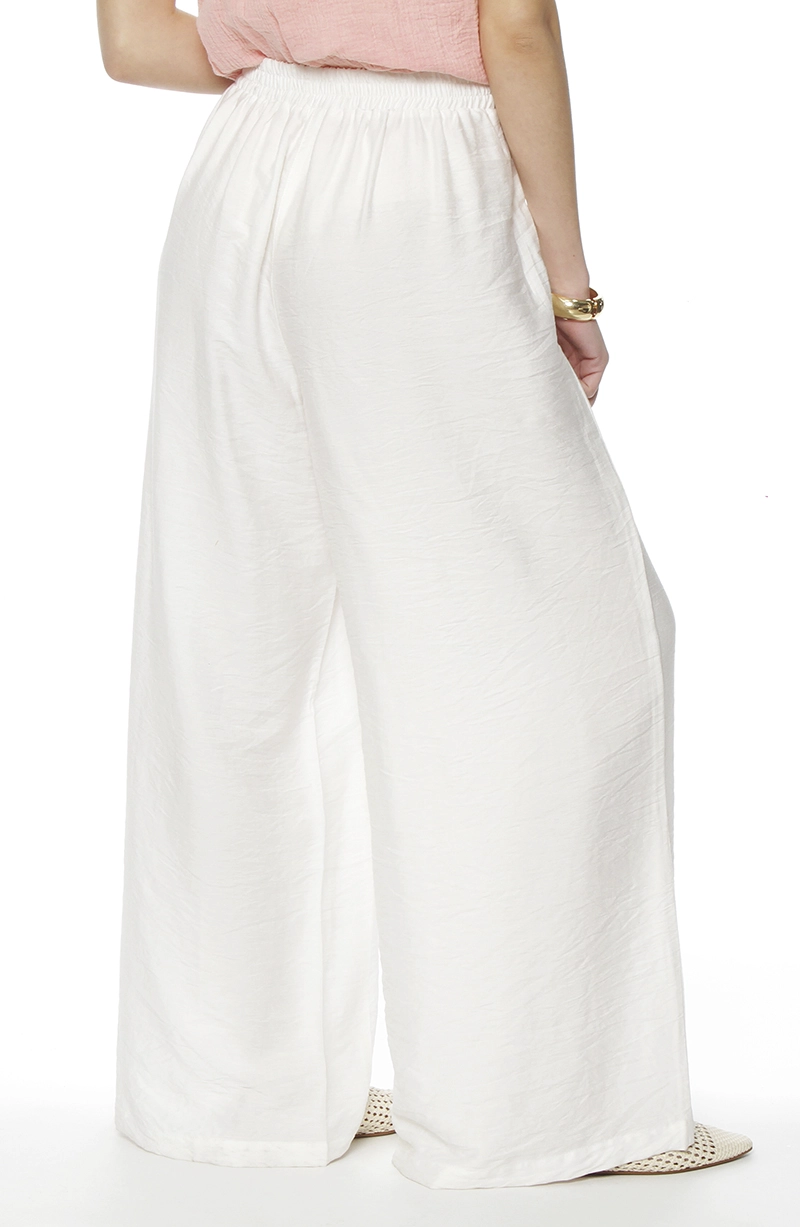 PANTALON WIDE LEG TIRO ALTO PRETINA BASICA 1 BOTON - 5