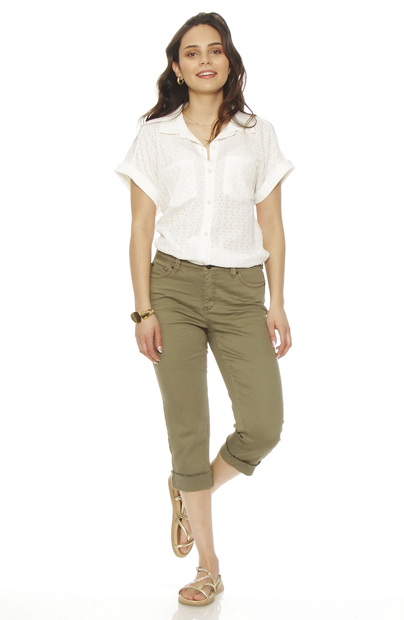 PANTALON CROP CON BASTA ROLL UP PRETINA BASICA UN BOTON - 4