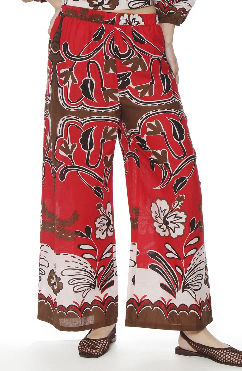 PANTALON WIDE LEG ESTAMPADO TIRO ALTO PRETINA BASICA - 1