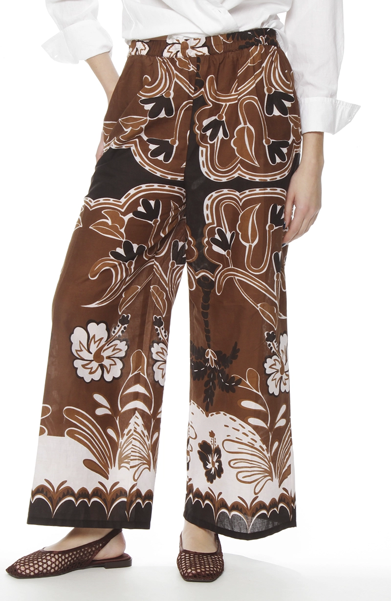 PANTALON WIDE LEG ESTAMPADO TIRO ALTO PRETINA BASICA - 1