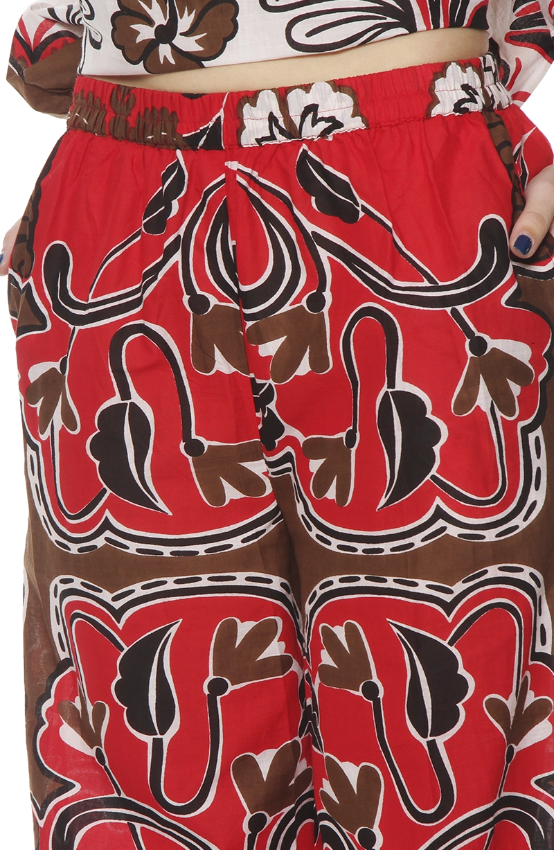 PANTALON WIDE LEG ESTAMPADO TIRO ALTO PRETINA BASICA - 2