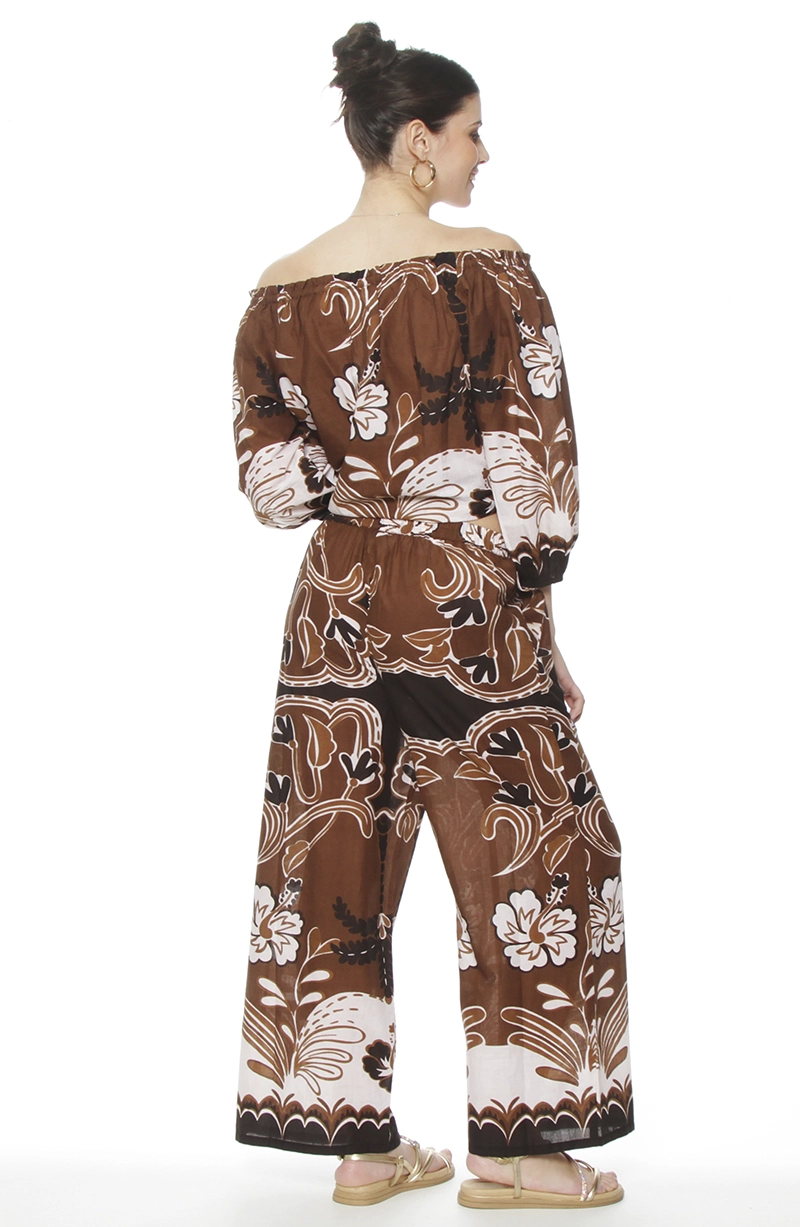 PANTALON WIDE LEG ESTAMPADO TIRO ALTO PRETINA BASICA - 4