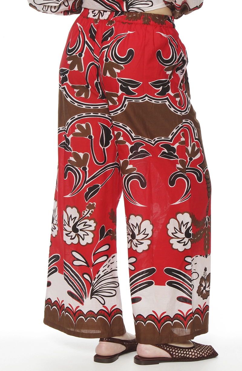 PANTALON WIDE LEG ESTAMPADO TIRO ALTO PRETINA BASICA - 5