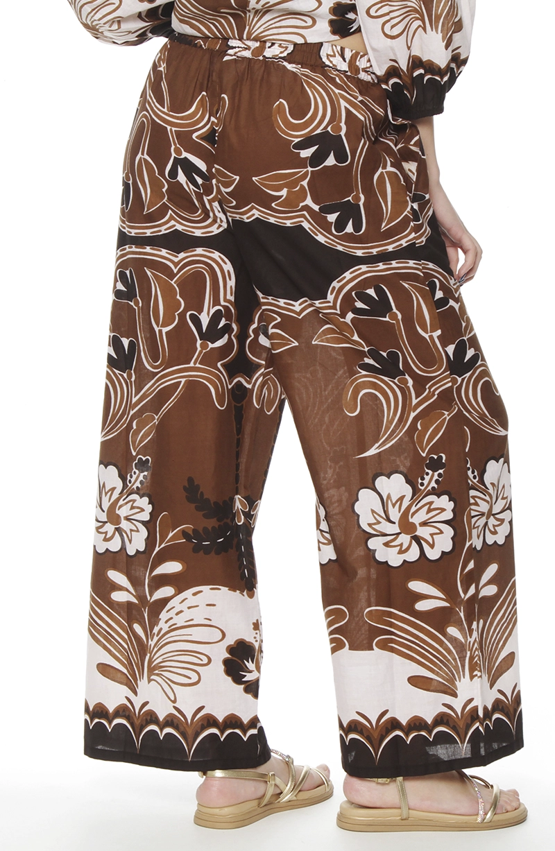 PANTALON WIDE LEG ESTAMPADO TIRO ALTO PRETINA BASICA - 5