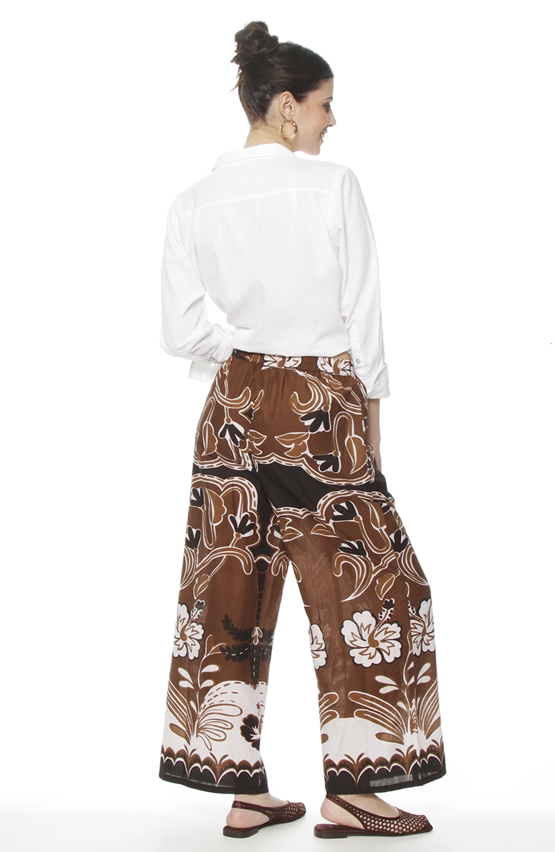 PANTALON WIDE LEG ESTAMPADO TIRO ALTO PRETINA BASICA - 6