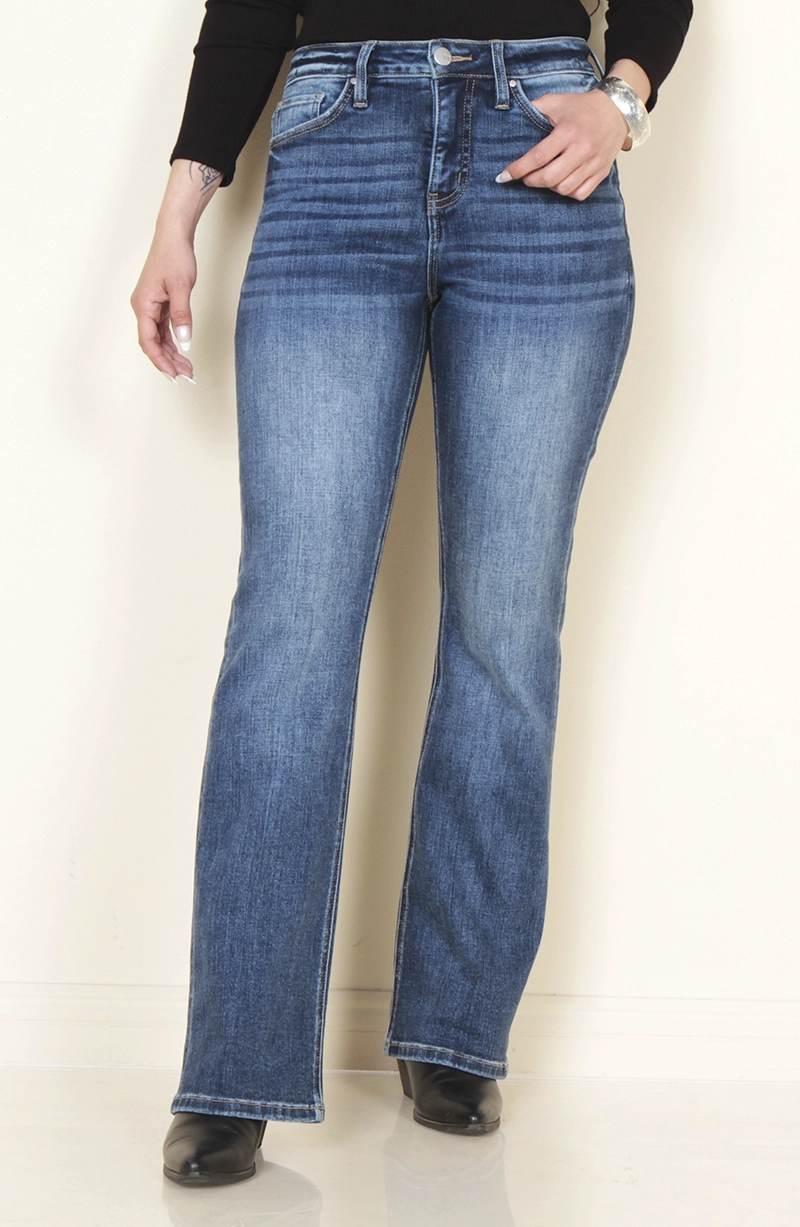JEANS MUJER RECTO TIRO ALTO PRETINA BASICA 1 BOTON - 1
