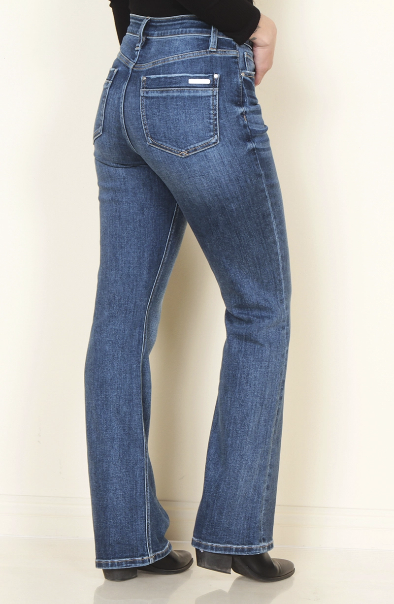 JEANS MUJER RECTO TIRO ALTO PRETINA BASICA 1 BOTON - 5