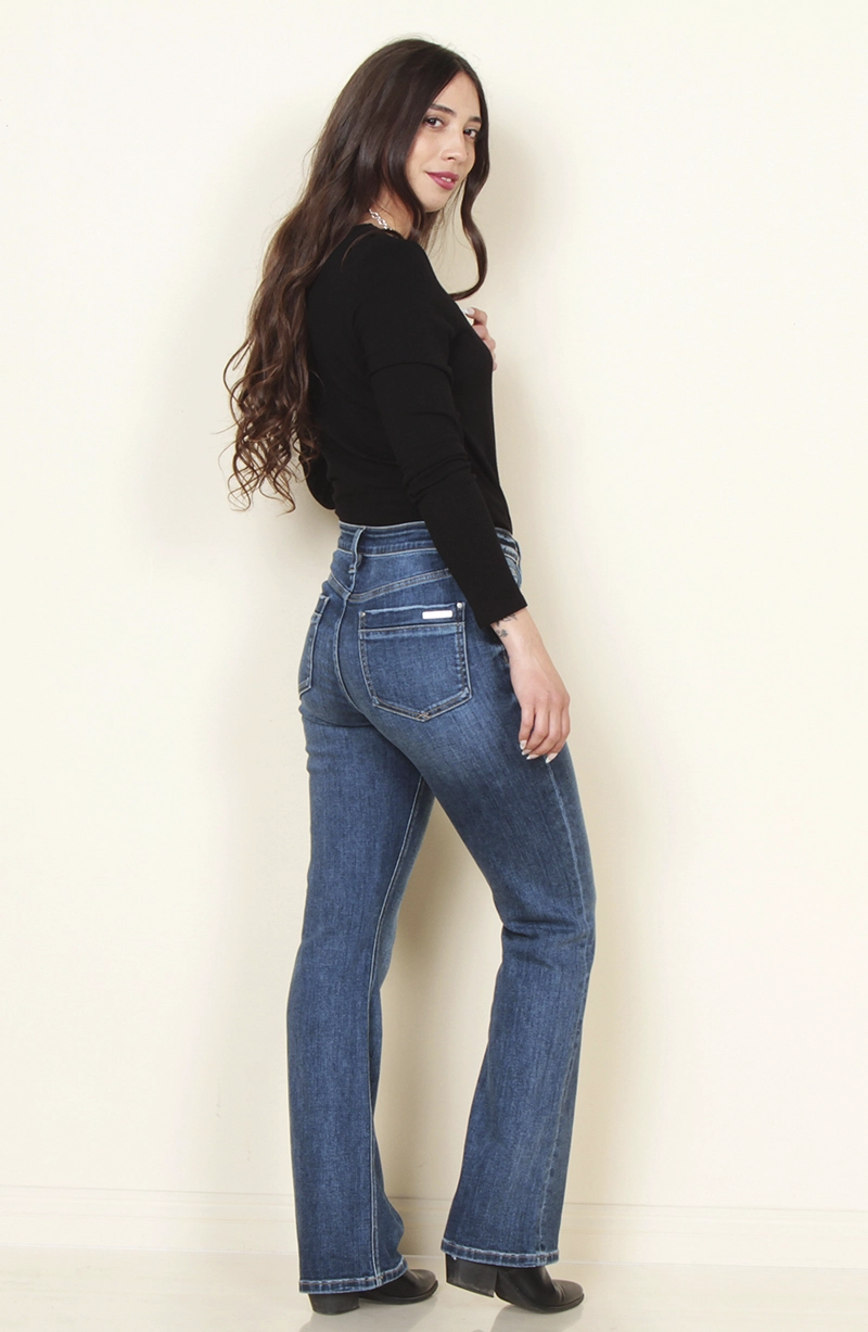 JEANS MUJER RECTO TIRO ALTO PRETINA BASICA 1 BOTON - 6
