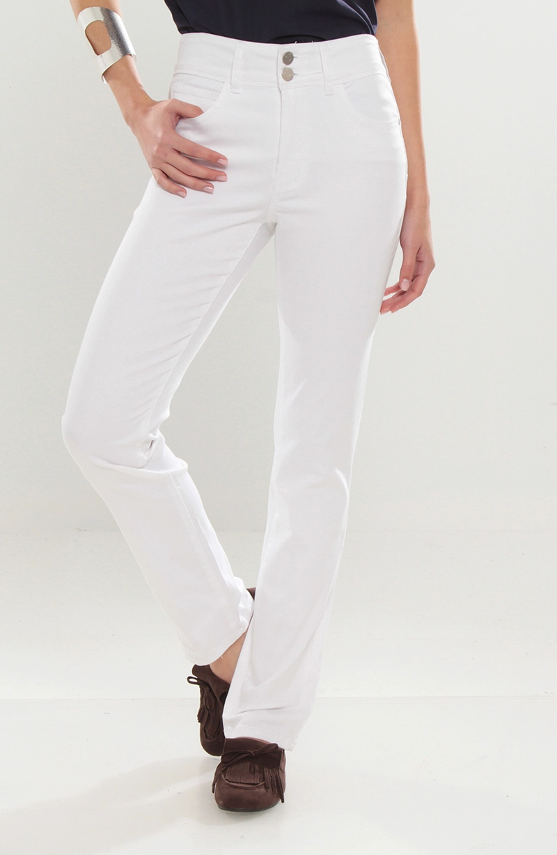 PANTALON RECTO TIRO ALTO PRETINA MEDIA 2 BOTONES PUSH UP - 1