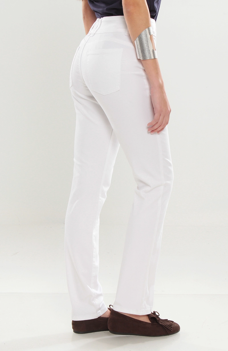 PANTALON RECTO TIRO ALTO PRETINA MEDIA 2 BOTONES PUSH UP - 4