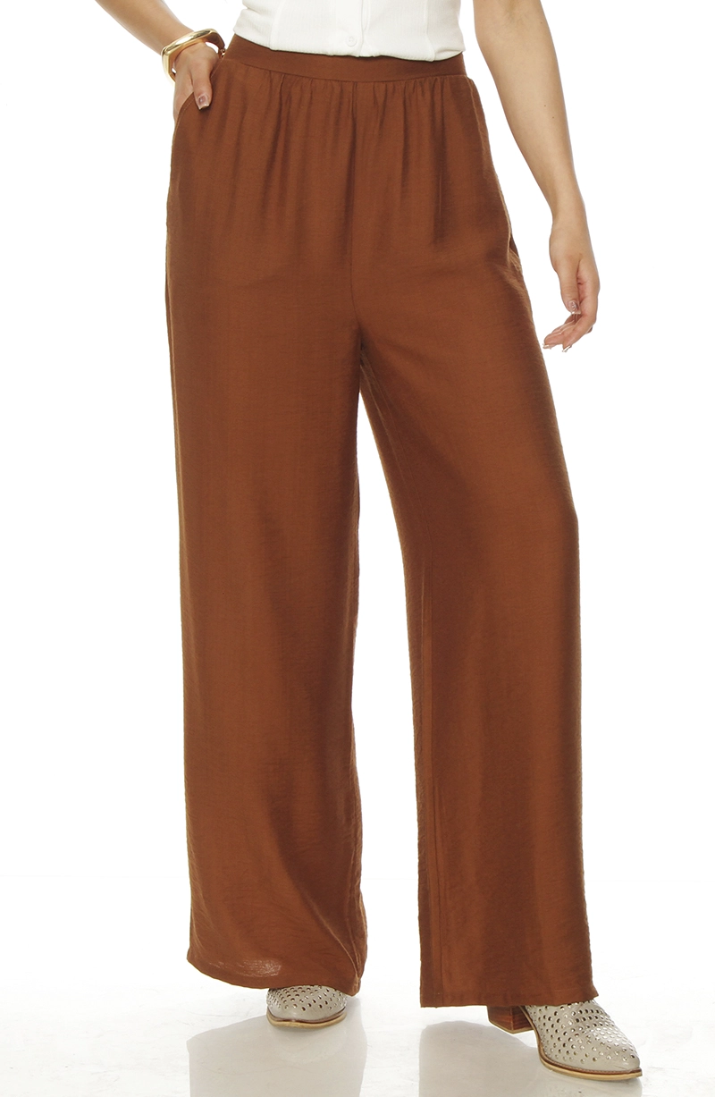 PANTALON WIDE LEG TIRO ALTO CON PRETINA ELASTICADA - 1