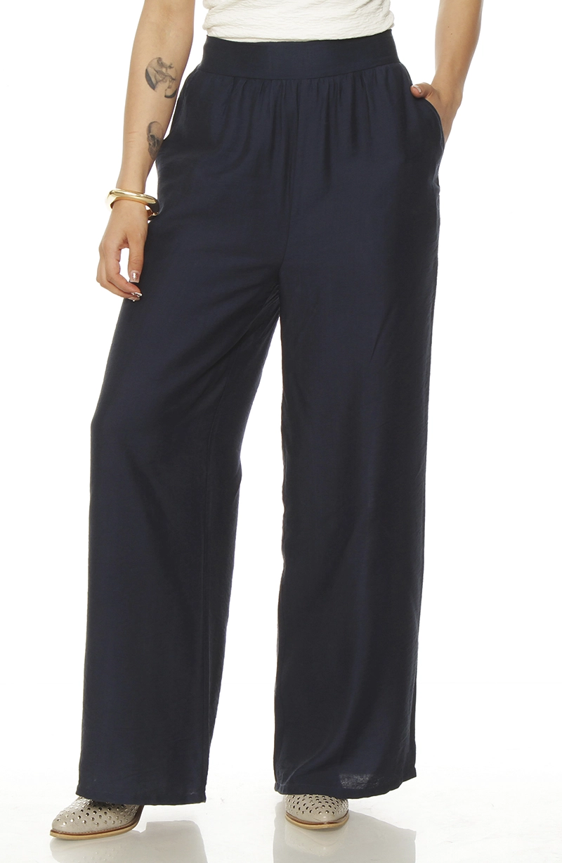 PANTALON WIDE LEG TIRO ALTO CON PRETINA ELASTICADA - 1