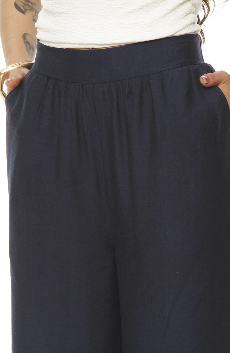 PANTALON WIDE LEG TIRO ALTO CON PRETINA ELASTICADA - 2