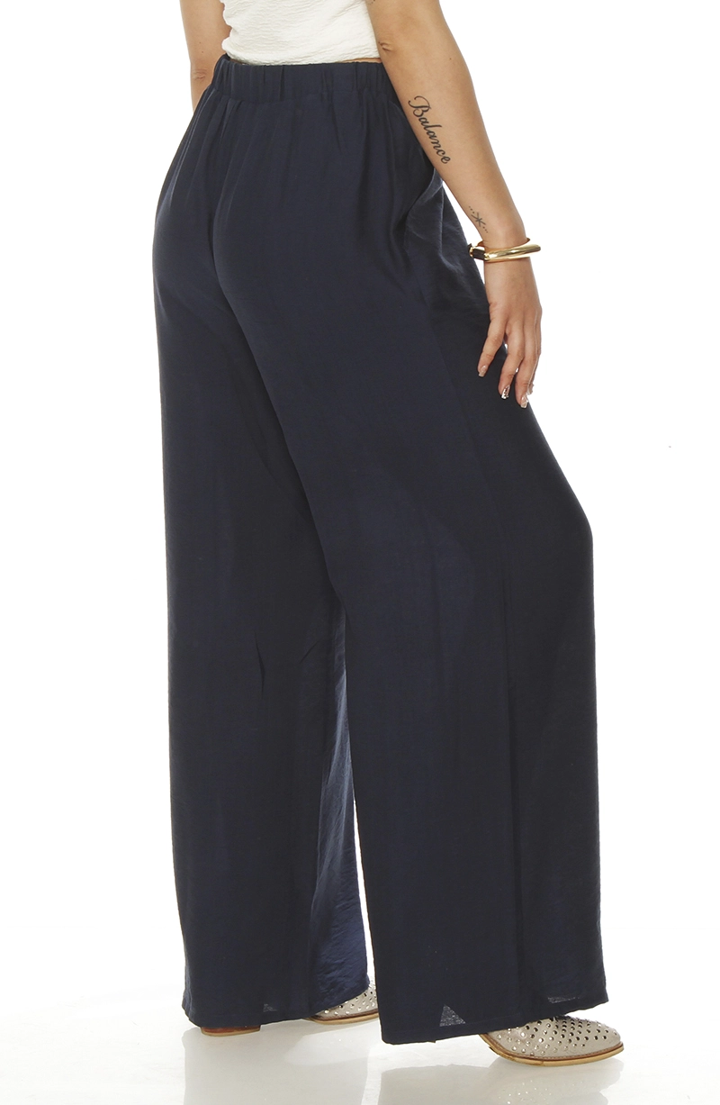 PANTALON WIDE LEG TIRO ALTO CON PRETINA ELASTICADA - 5