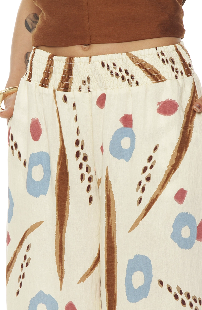 PANTALON WIDE LEG ESTAMPADO TIRO ALTO PRETINA ELASTICADA - 2