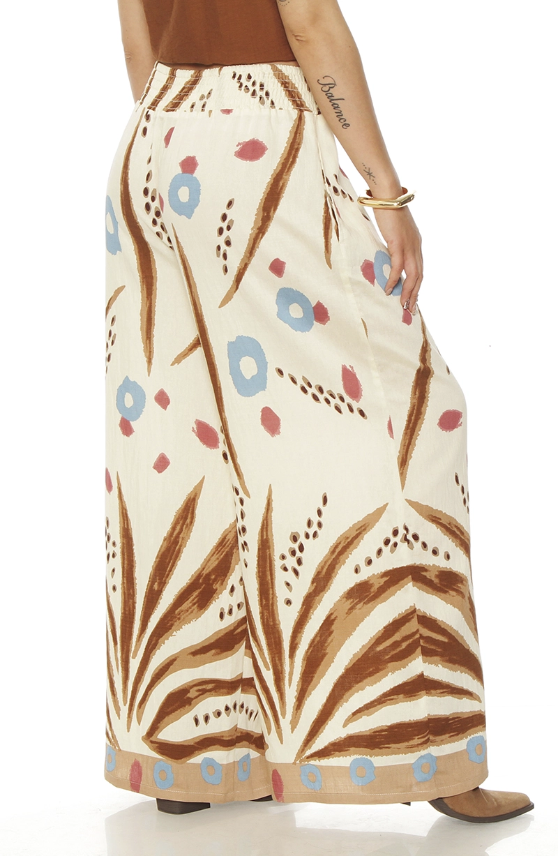 PANTALON WIDE LEG ESTAMPADO TIRO ALTO PRETINA ELASTICADA - 5