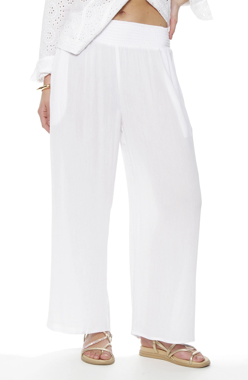 PANTALON WIDE LEG TIRO ALTO PRETINA ELASTICADA - 1