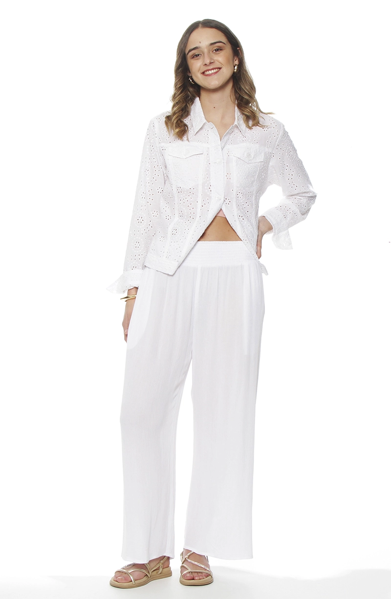 PANTALON WIDE LEG TIRO ALTO PRETINA ELASTICADA - 3