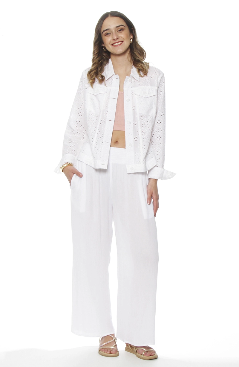 PANTALON WIDE LEG TIRO ALTO PRETINA ELASTICADA - 4