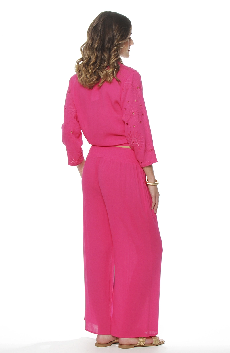 PANTALON WIDE LEG TIRO ALTO PRETINA ELASTICADA - 6