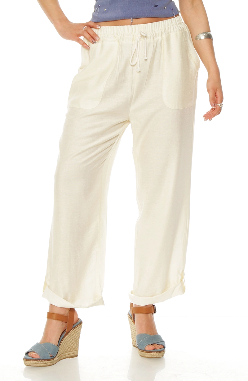 PANTALON WIDE LEG CARGO TIRO ALTO PRETINA ELASTICADA Y LAZO - 1