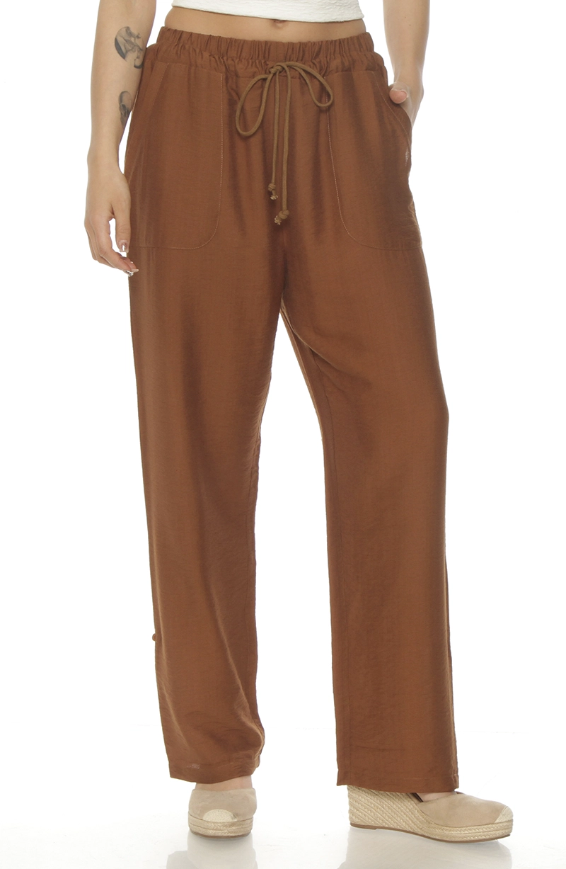 PANTALON WIDE LEG CARGO TIRO ALTO PRETINA ELASTICADA Y LAZO - 1