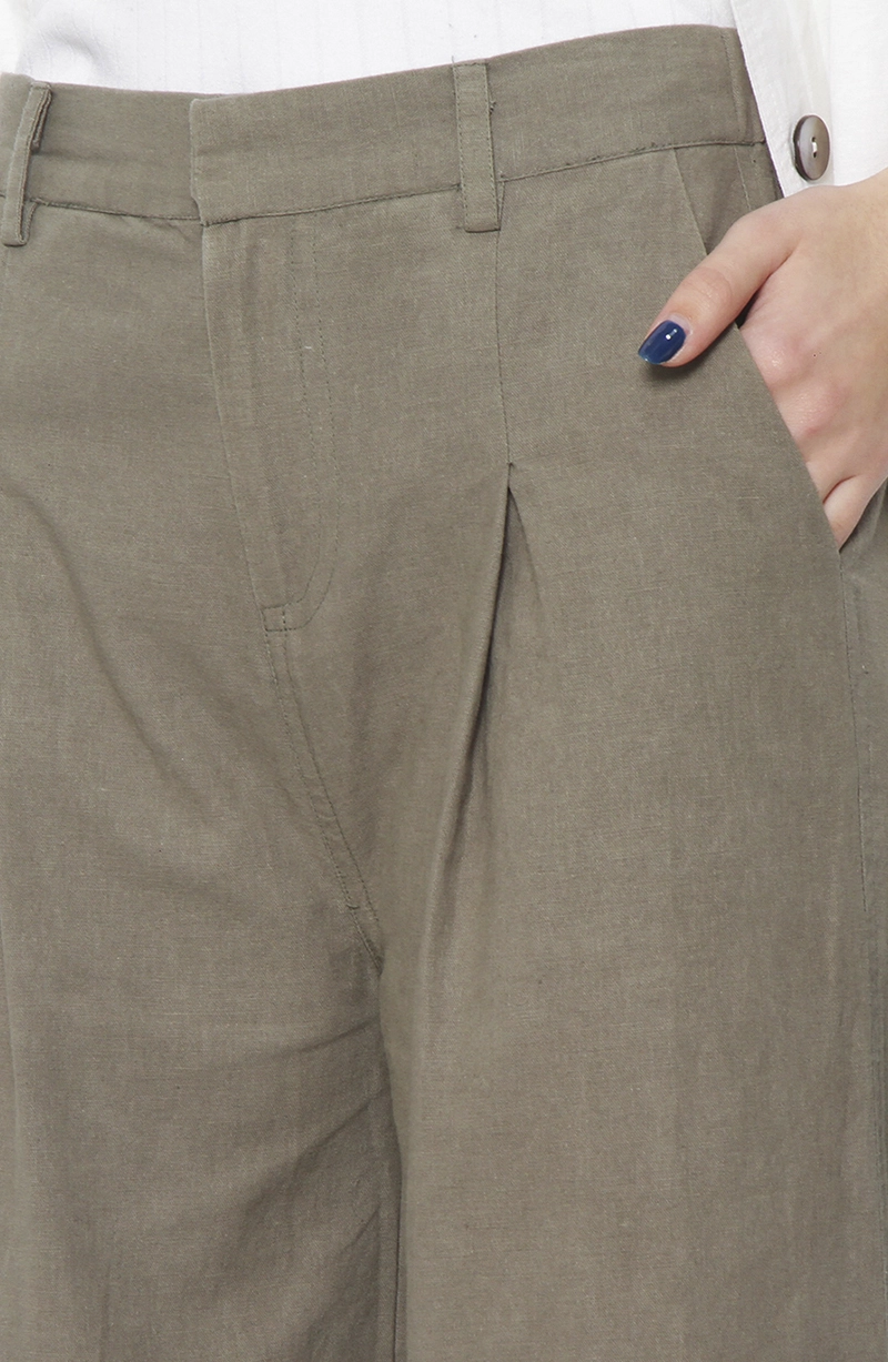 PANTALON WIDE LEG LINO TIRO ALTO PRETINA BASICA - 2
