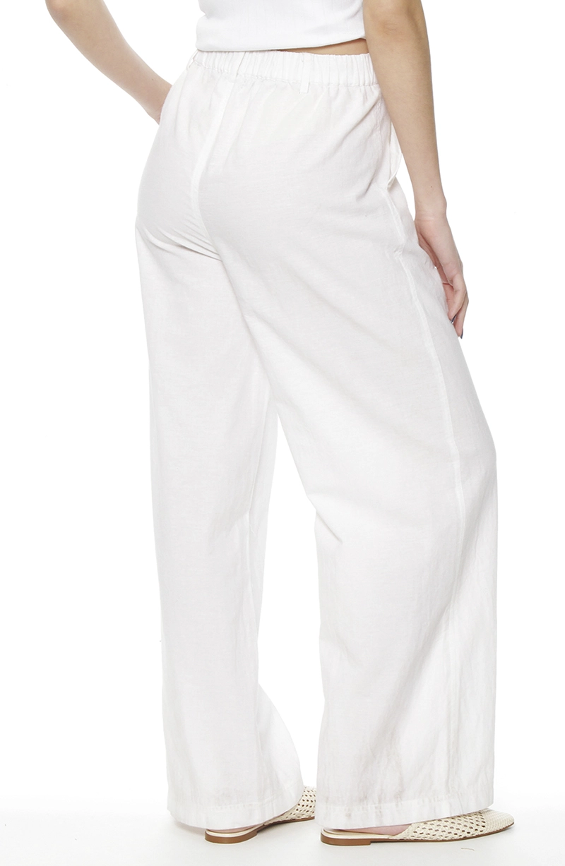 PANTALON WIDE LEG LINO TIRO ALTO PRETINA BASICA - 4