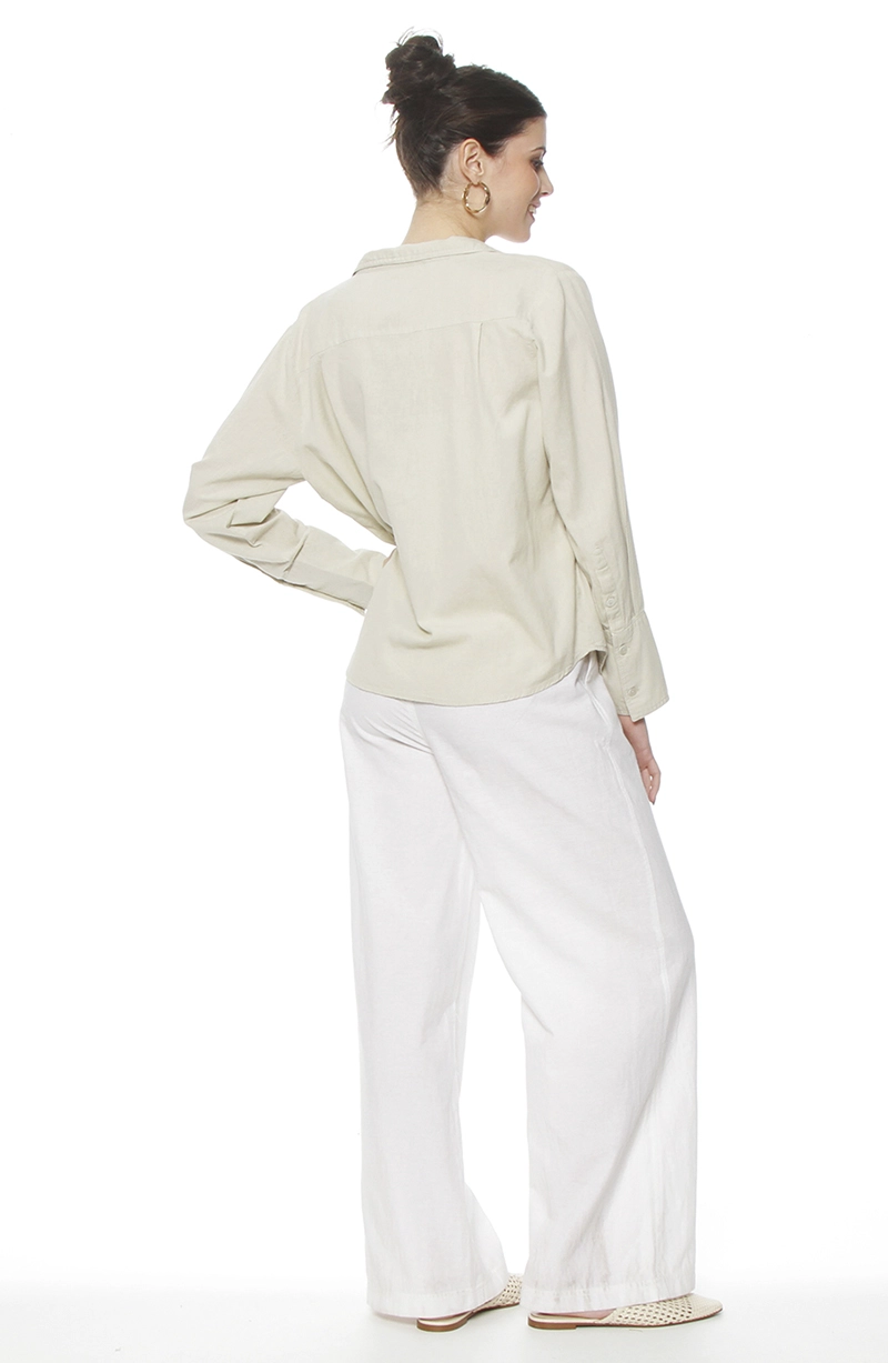 PANTALON WIDE LEG LINO TIRO ALTO PRETINA BASICA - 5
