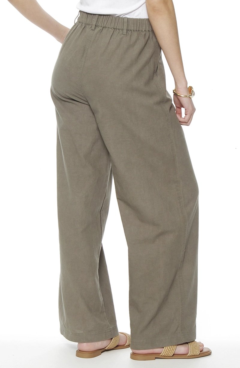 PANTALON WIDE LEG LINO TIRO ALTO PRETINA BASICA - 5
