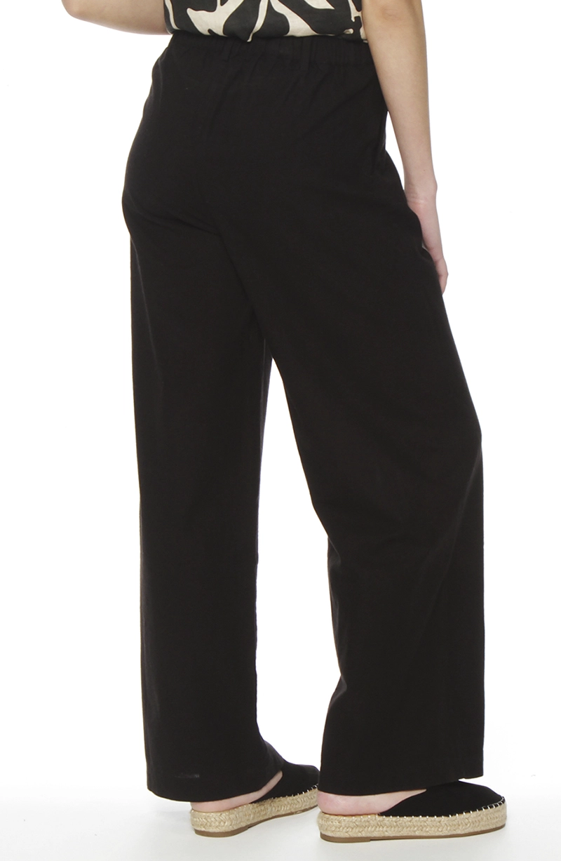 PANTALON WIDE LEG LINO TIRO ALTO PRETINA BASICA - 5