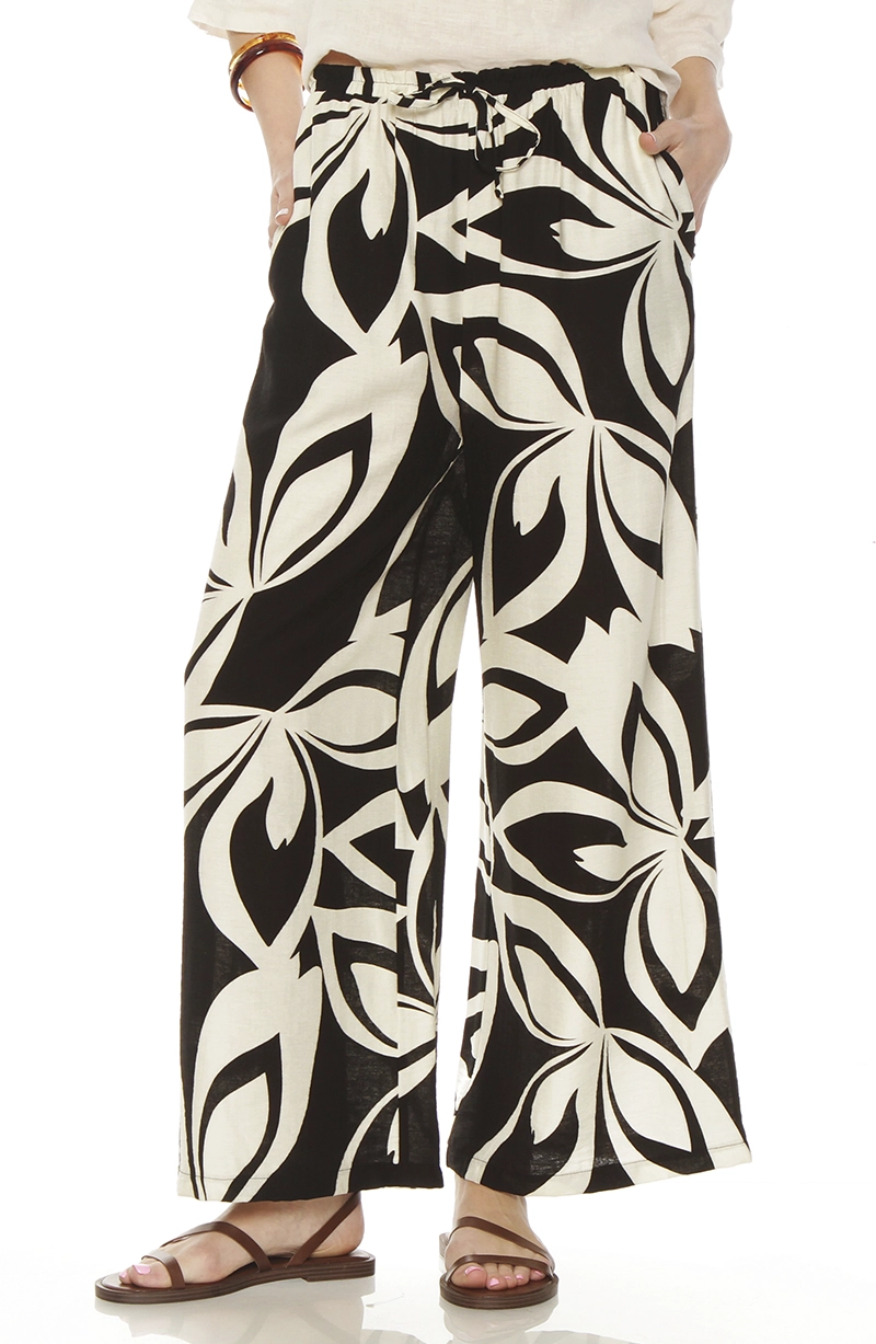 PANTALON ESTAMPADO WIDE LEG TIRO ALTO PRETINA AJUSTADA - 1