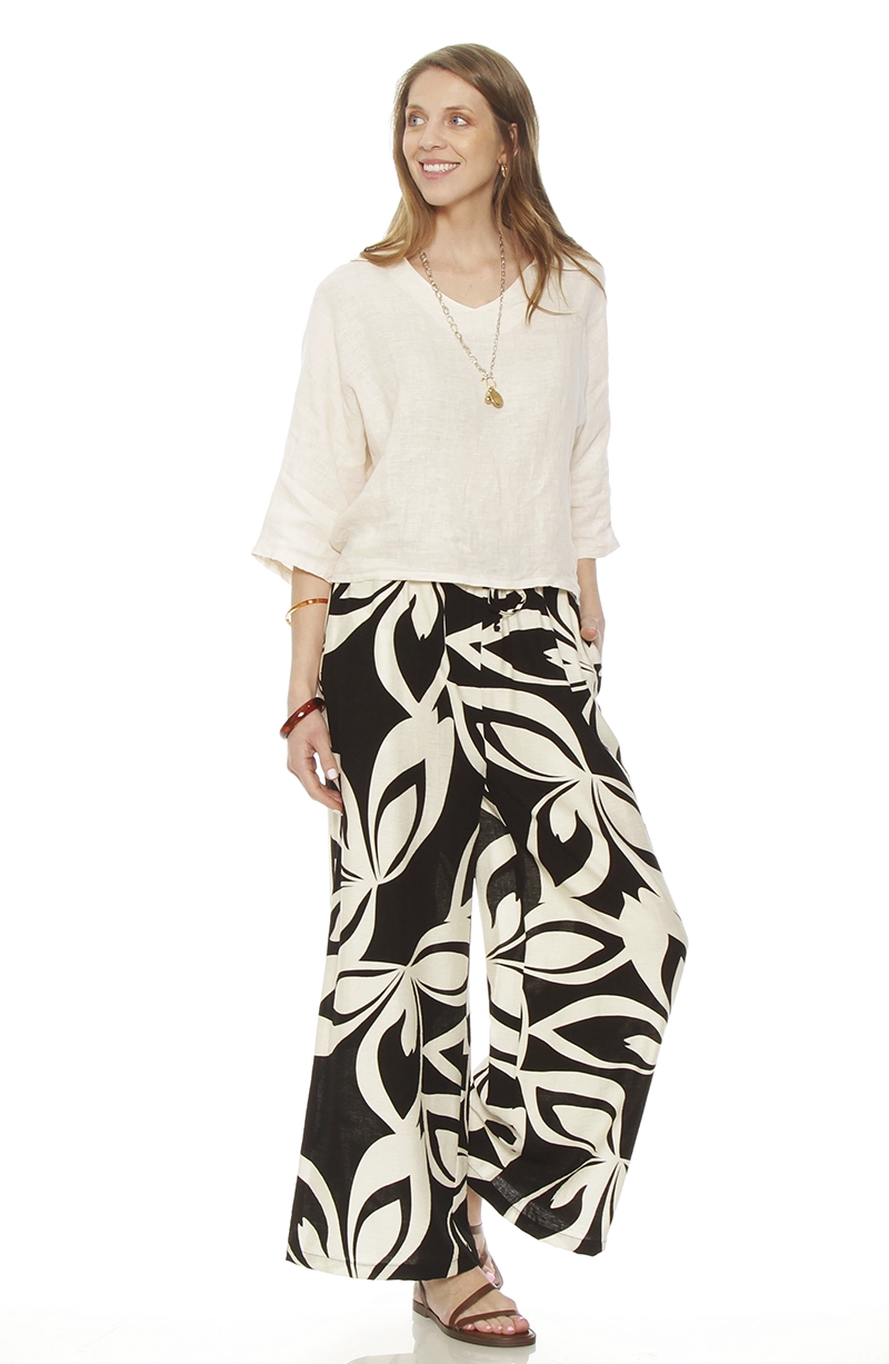 PANTALON ESTAMPADO WIDE LEG TIRO ALTO PRETINA AJUSTADA - 3